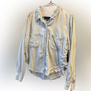 light blue light weight raw hem shirt